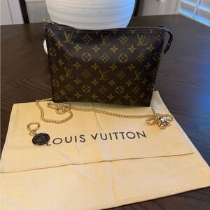 Louis Vuitton Black and Gold Monogram Pouch with Chain